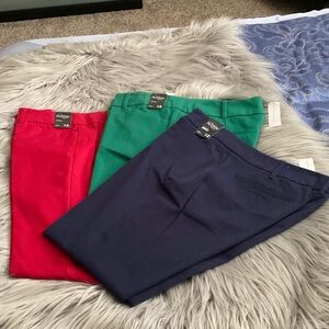New York & Company Vibrant Ankle Pants - Red, Green, Navy